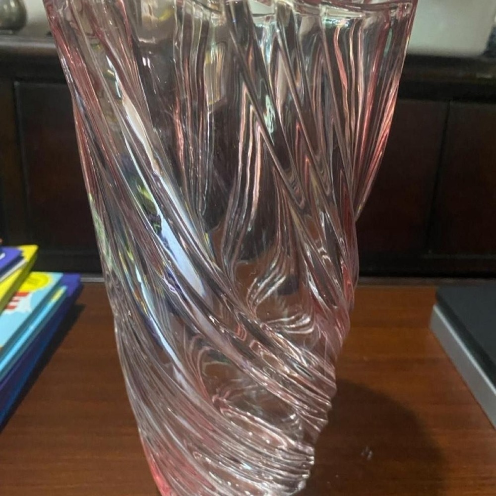 Pink Spiral Swirl Glass Decorative Vase